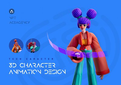 3D Character Animation Design 3d 3d animation 3d character 3d model animation animation character character character design modern nft nft character nft collection nft design ui ui design