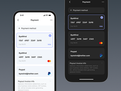 Payment method, bank card, App design app design paypal