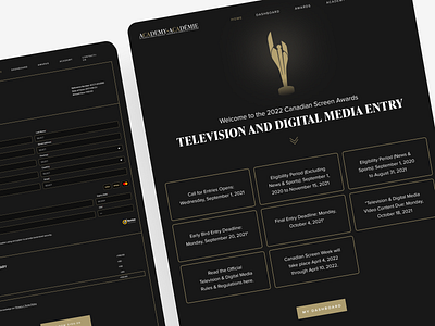 Academy of Canadian Cinema and Television - Submission Dashboard cinema dashboard landi landing page prototype ui ux wireframe
