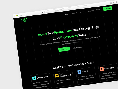 Prod.Boi Productivity Tools landing page productive productivity saas tools uiux web design