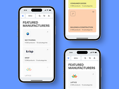 Mobile design details for a B2B chemical marketplace | Lazarev. adaptation app application b2b marketplace button cards chemical marketplace design e commerce homepage medical mobile ui uiux design agency ux