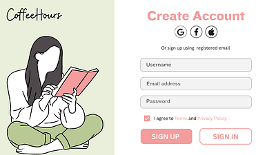 Sign Up page for a blog dailyui design form frontend illustration login sign up ui web