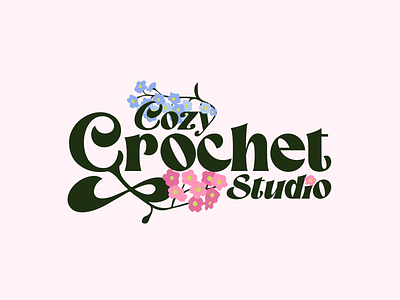 Cozy Crochet Studio - Logo/Brand Design branding crochet design flower forget me not graphic design illustration logo logo design student typography vector