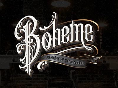 Boheme Hair Pomade logotype design handlettering lettering logo logotype typography victorian vintage