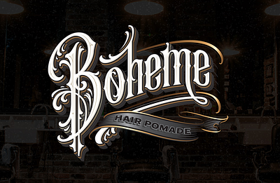 Boheme Hair Pomade logotype design handlettering lettering logo logotype typography victorian vintage