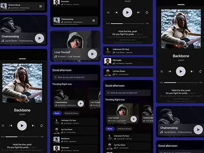 Music app android app branding card creative dark design ios music product design ui ux xd design