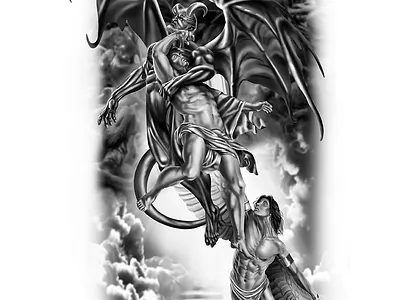 custom realism tattoo angel art artist artwork custom devil drawing graphic design heaven hell illustration illustrator photoshop realism tattoo