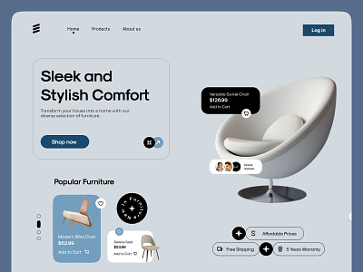 Furniture Landing Page chair couch design furniture furniture landing page landing page sofa ui ui design ux ux design website