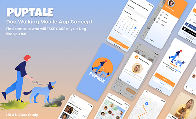 Puptale - Modernizing Dog Walking: A Case Study app branding design graphic design illustration illustrator typography ui ux