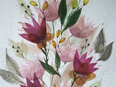 Bouquet of Pink Flowers aquarelle design drawing flowerart flowers illustration watercolor watercolorpainting