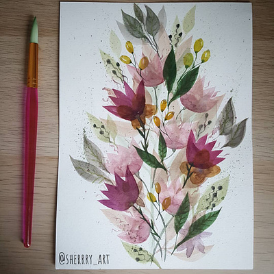 Bouquet of Pink Flowers aquarelle design drawing flowerart flowers illustration watercolor watercolorpainting