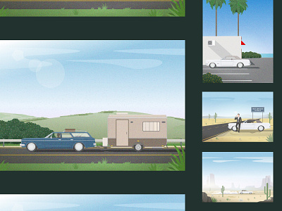 Travel Life / Set of Illustrations 2d car desert design graphic design illustration retro trailer travel vector