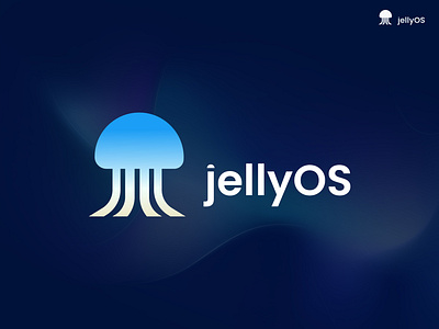 JellyOS animal blockchain brand branding creative logo crypto graphic design icon identity jelly jellyfish jellyfish logo logo mark neon nft ocean sea web logo