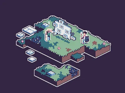 Ranger sharing a job offer he found to his adventurer friend 16bit 8bit commission commissionart design dnd environment design gameart illustration isometric isometricart pixel art pixelart tech techart