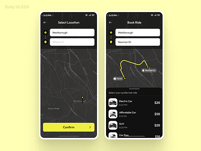 Day 020 - Location Tracker 020 app app design book book car book ride daily ui daily ui 020 dailyui dailyui020 design location tracker mobile mobile app tracker tracker app ui ui design ux ux design
