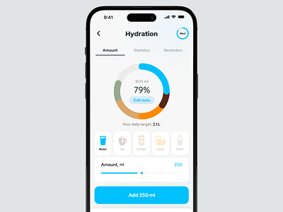 Hydration Tracker graph design hydration tracker ios design minimal water tracker