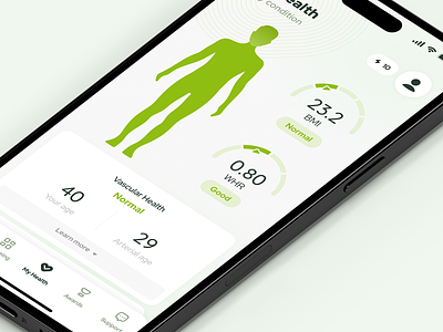 Health Monitoring App green ui health app ios design light ui minimal