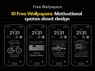 10 Free Wallpapers: Motivational quotes about design ai branding design free free wallpaper graphic illustration ios konturpasha motivation typography wallpaper