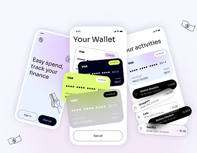 Banking app concept app banking branding challenge clean design graphic design illustration logo minimal mobile ui ux wallet web