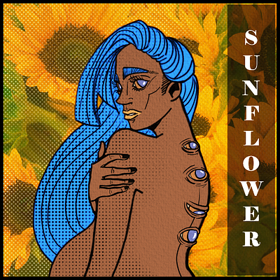 Sunflower comics illustration krita sunflower