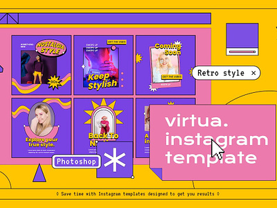 Retro Y2k Instagram Template - Virtua branding instagram instagram banner instagram post instagram post template instagram posts instagram posts template instagram stories instagram stories template instagram story instagram story template instagram template instagram templates social media social media banner social media pack social media templates socialmedia stories ui