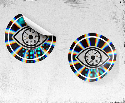 Sticker Design: Wide Awake adobe animation bitmap cmyk distortion eyeball gradient graphic design halftone illustrator lightning special effects spider man sticker sticker design