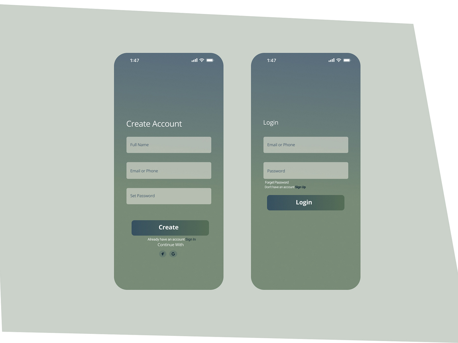 UI design screen for Create Account/ Login by Elvis G. Whenyou on Dribbble