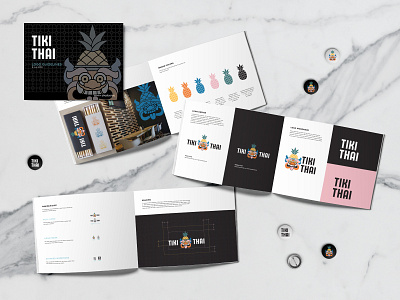 Tiki Thai Brand Guide book book design brand guide branding color codes colors design graphic graphic design illustration illustrator indesign logo print print design type typfaces