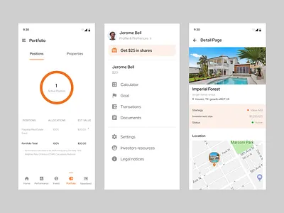 Real Estate investment app design dashboard design finance mobile app property real estate ui ux