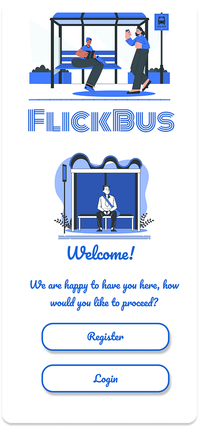 Login and Registration at FlickBus login register ui