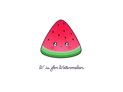 Day 139-365 W is for Watermelon cute design fruit kawaii vector watermelon