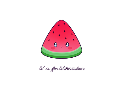 Day 139-365 W is for Watermelon cute design fruit kawaii vector watermelon