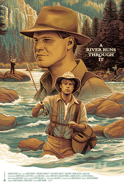 A RIVER RUNS THROUGH IT - Illustrated Movie Poster fanart illustration movie poster poster