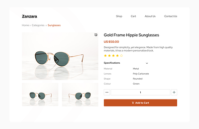 Product Details Page e commerce figma product details sunglasses ui uiux ux