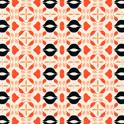 Red, Peach and Black Geometry asian graphic design oriental pattern.geometry
