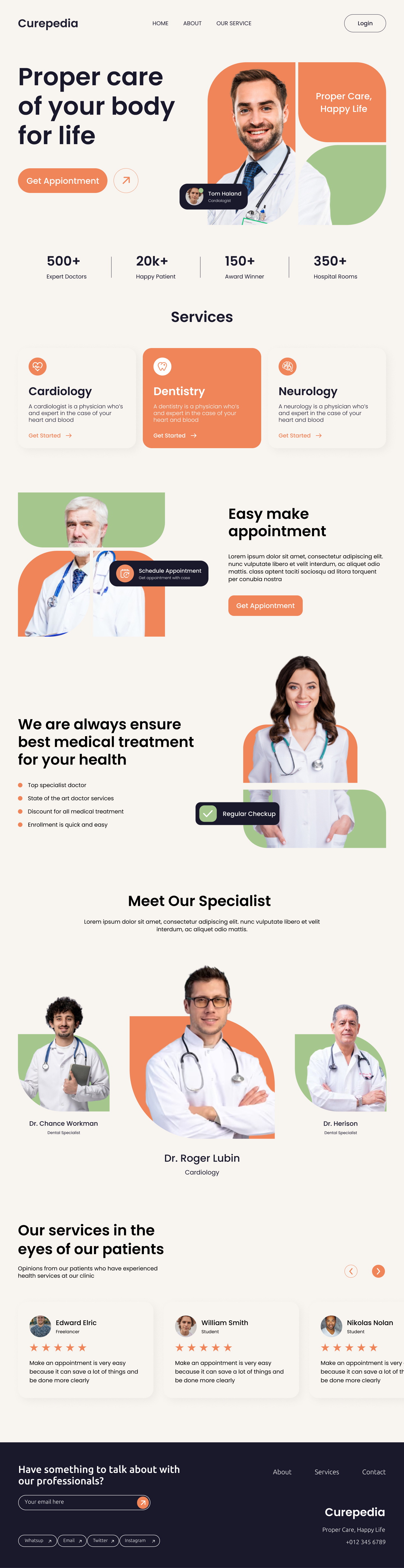 Example of Medical Health Care Website UX UI Design