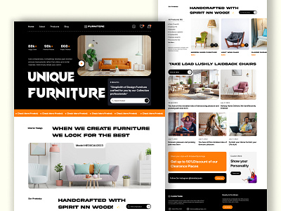 Unique - eCommerce Furniture Landing page chair classic ecommerce furniture furniture website home homedecor interior interior design livingroom marketplace online store shop shopify sofa store table web design websites woocommerce