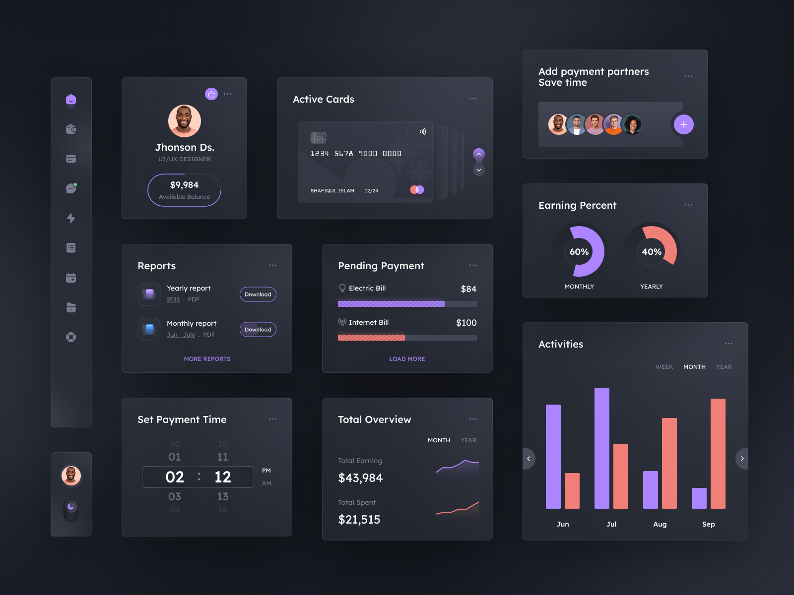 UI Component - Dark Mode by Shafiqul Islam 🌱 on Dribbble