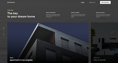 Real Estate Website design landing page real estate ui