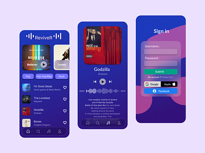 🎧 Reviver Music Player UI Design 🎵 app branding design figma graphic design musicplayer typography ui