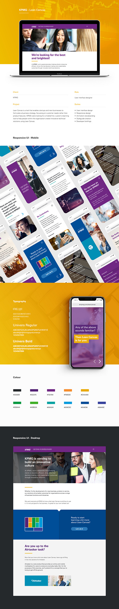 KPMG - Lean Canvas mobile responsive ui