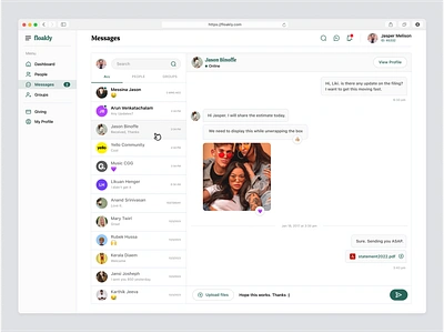 Floakly - Messaging chat chat app chat web church app dashboard floakly giving groups mail members message app messaging