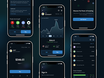 Investment Mobile App Exploration - More Screens. android app chart clean crypto dailyui graph graphic design investing investment ios minimal mobile money stocks ui user experience user interface ux wallet