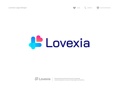 lovexia logo design || Love, care, letter L connection love logo brand identity branding care celebration creative cute flat greeting happy heart holiday lover message monogram romantic safe text valentine wedding x letter