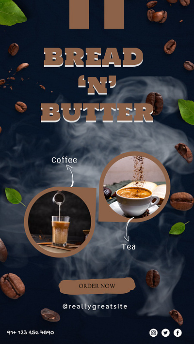 Tea Coffee Poster app coffe illustration mobile app photoshop psoter social meda tea tea coffe typography uiux