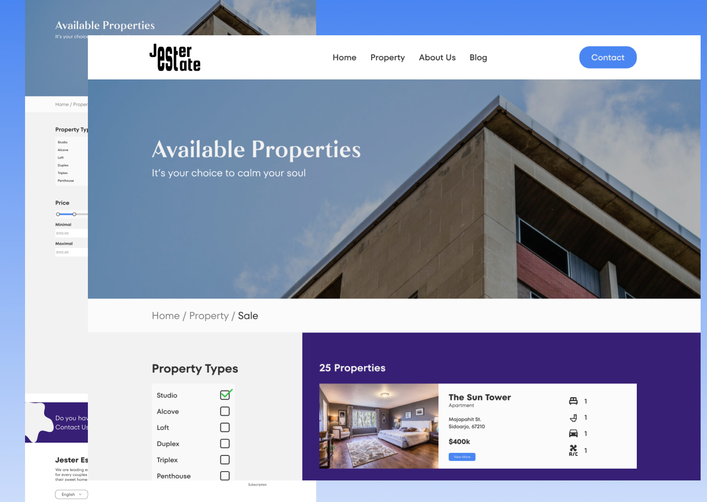 Condominium Product Page - Jester Estate branding condominium product page ui web design