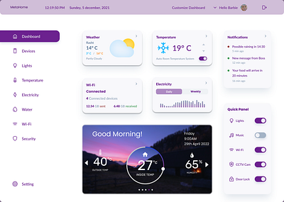 Home monitoring board UI dailyui design homeboard ui