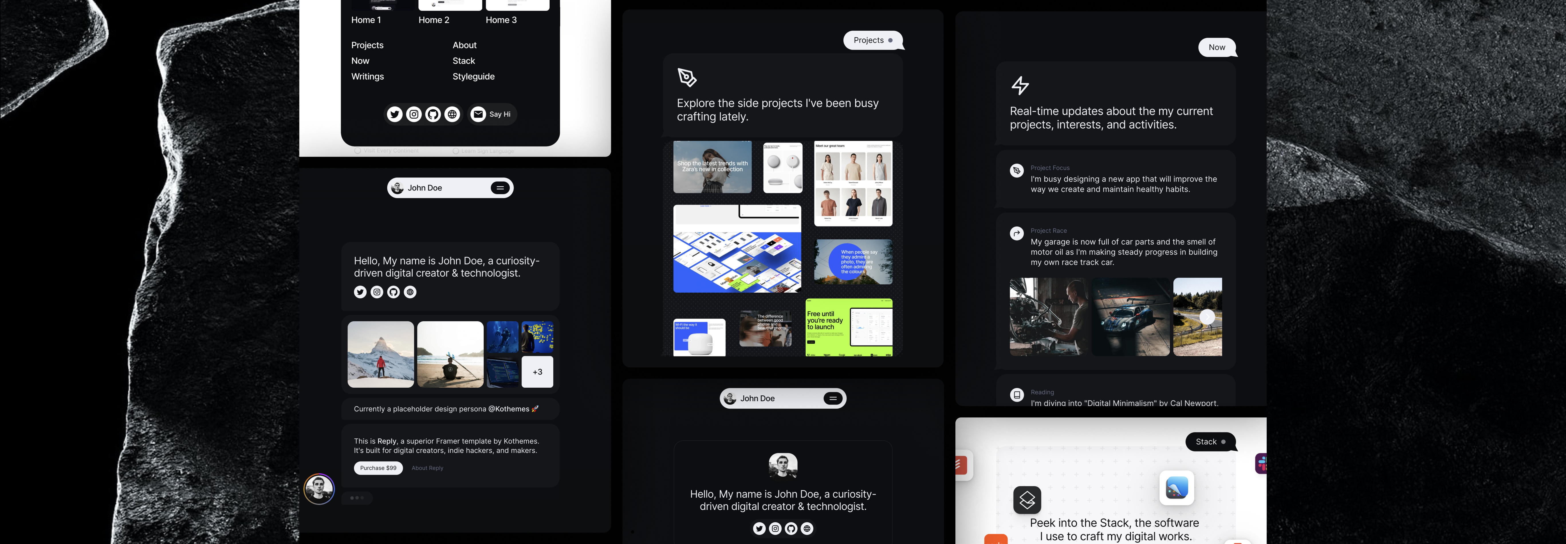 Reply - Superior Framer Template by Kothemes bubbles chat framer kothemes minimal now page personal stack template