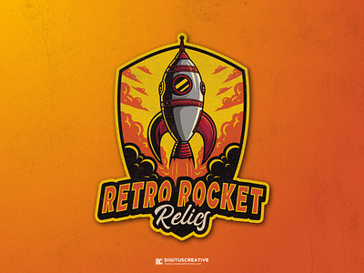 Retro Rocket Relics Logo Design illustration mascot logo retro logo rocket logo vintage logo