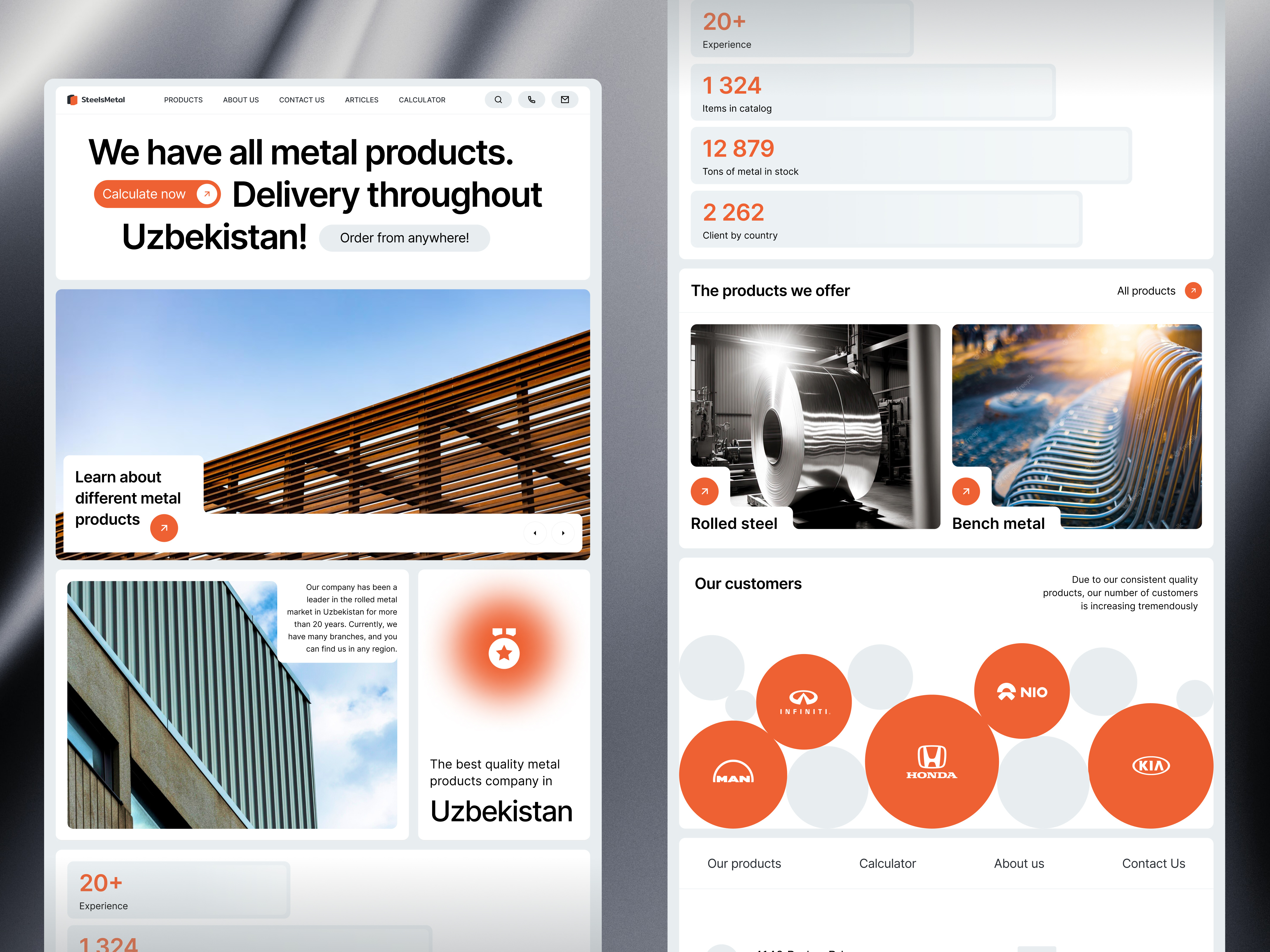 Metal Landing page 3d adobe creative design dribbble figma graphic design landing page orange typography ui uiux user experience user interface web web design